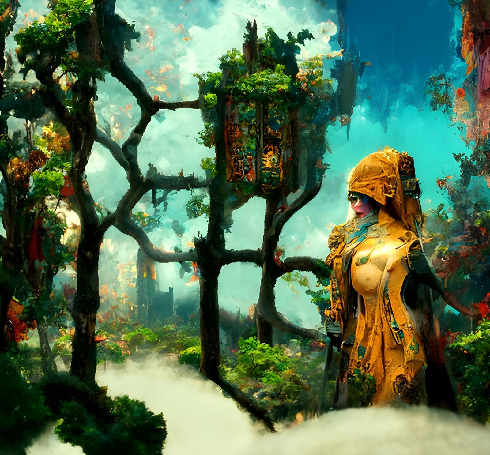 Forest Huntress in Hyperrealist Style