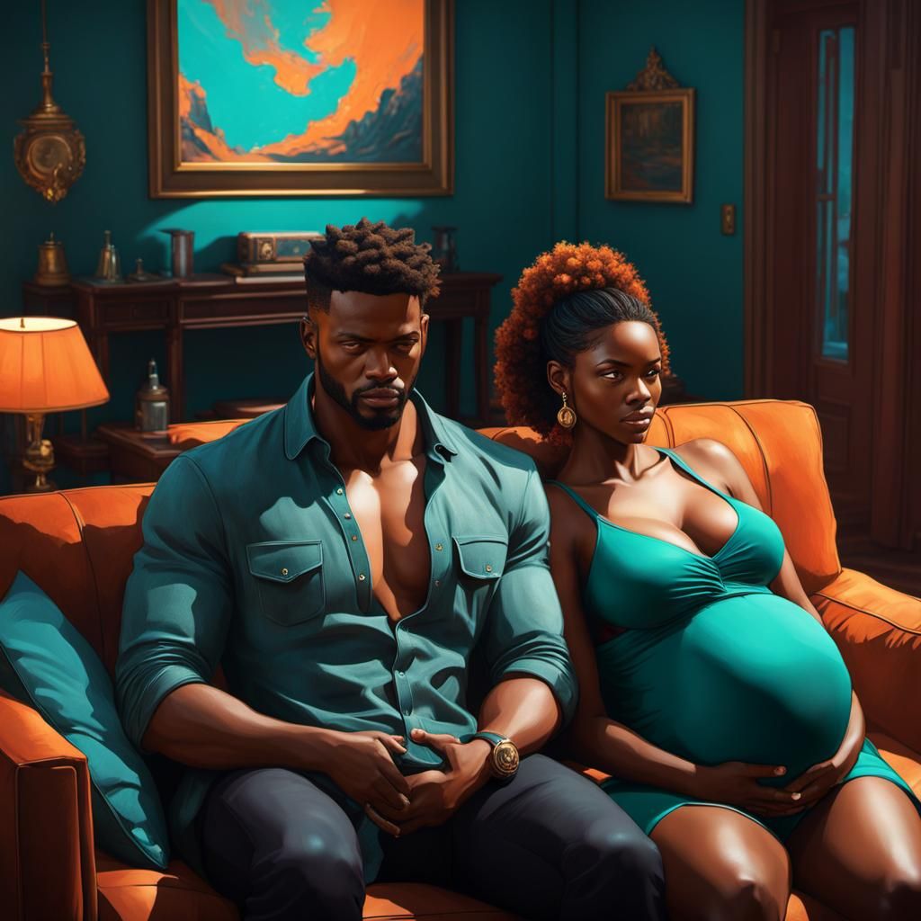 Couple Awaits Pregnancy Test Results, Splash Art Style