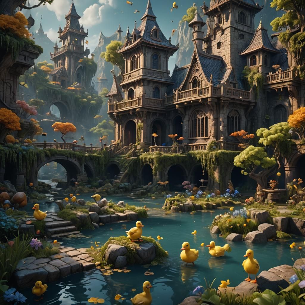 Fantastical Duck Matte Painting in Deep Color