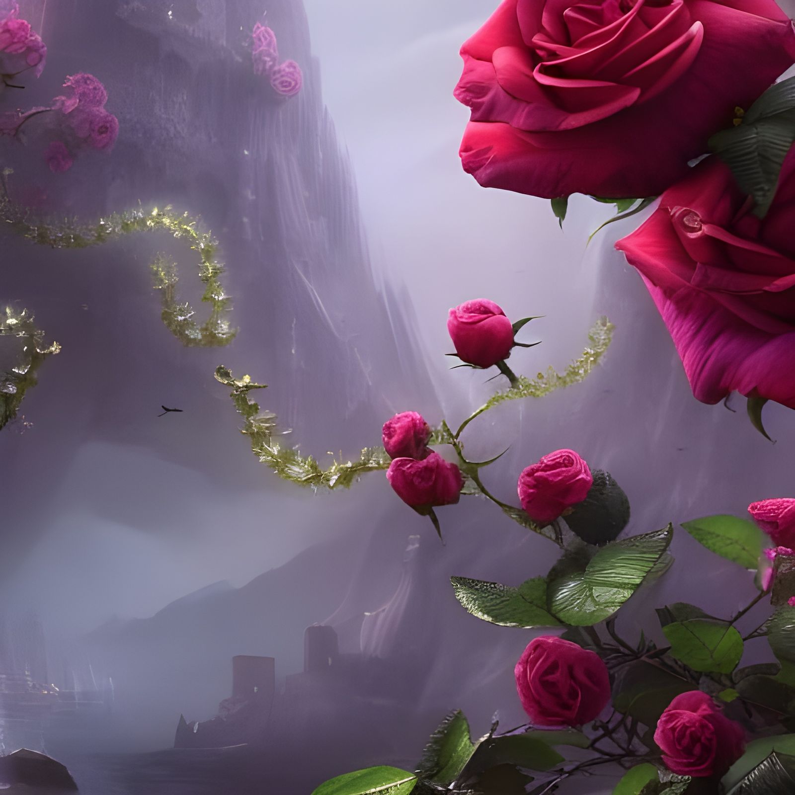 Beautiful Ornate Roses in Photorealistic Style