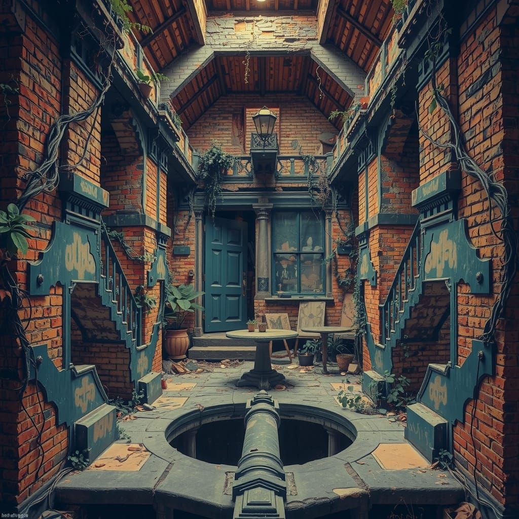 Atmospheric Abandoned City with Overgrown Vines