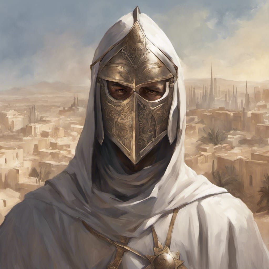 Baldwin IV Portrait in Desert City, Detailed Concept Art