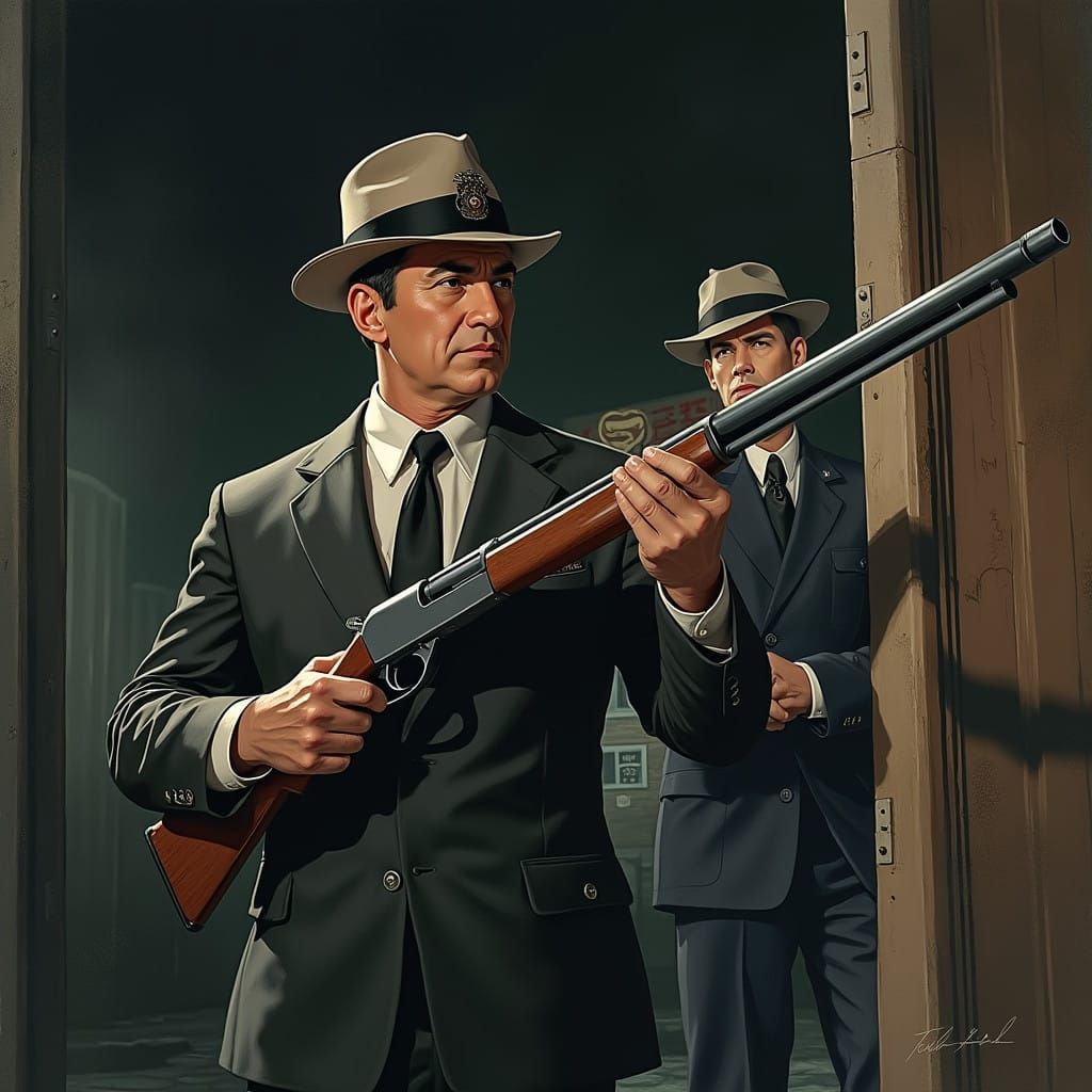 Stern Lawman in Gritty Film Noir Style