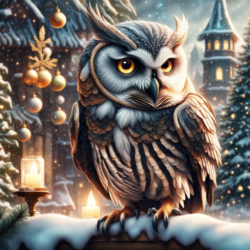 Christmas Owl Digital Matte Painting
