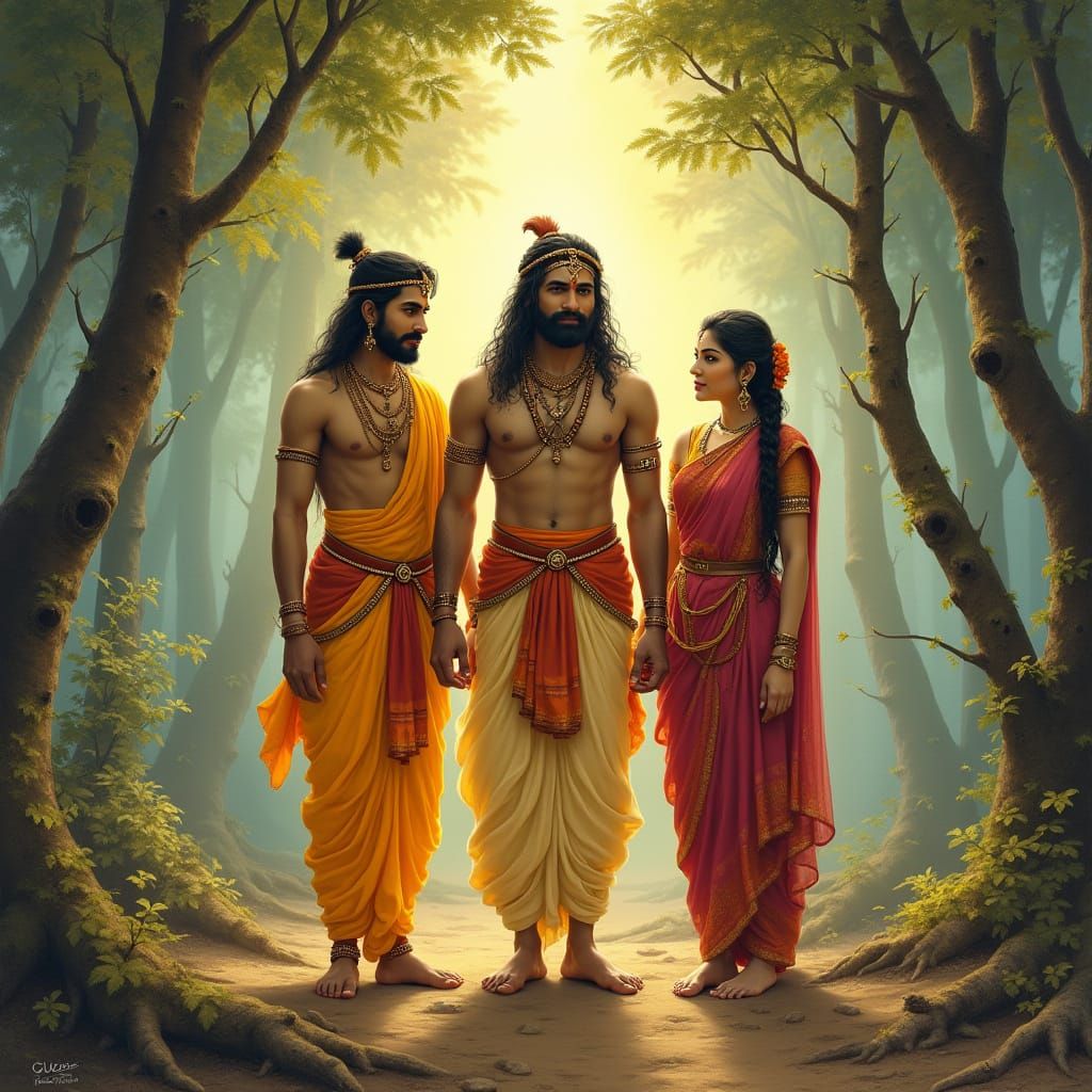 Ramayan Scene in Raja Ravi Varma Style