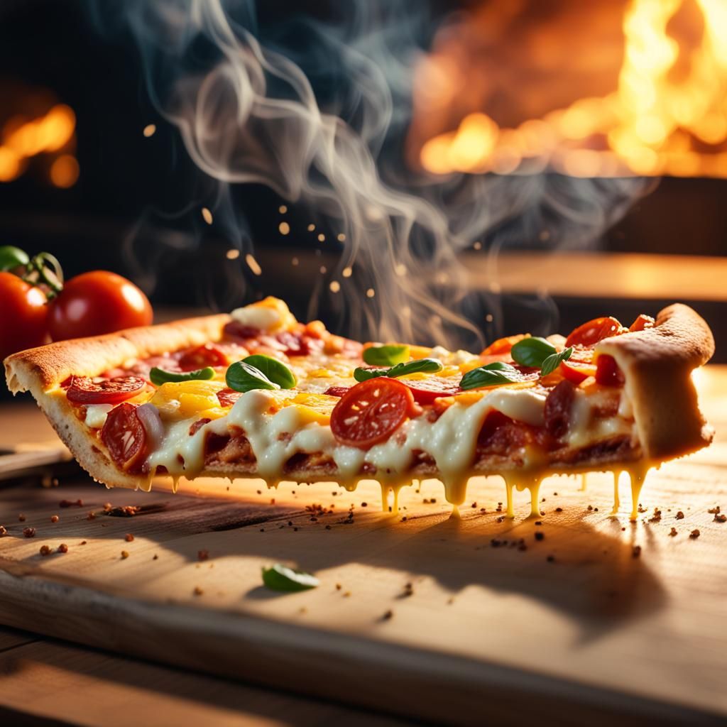 Delicious Pizza Slice Al Forno Macro Shot