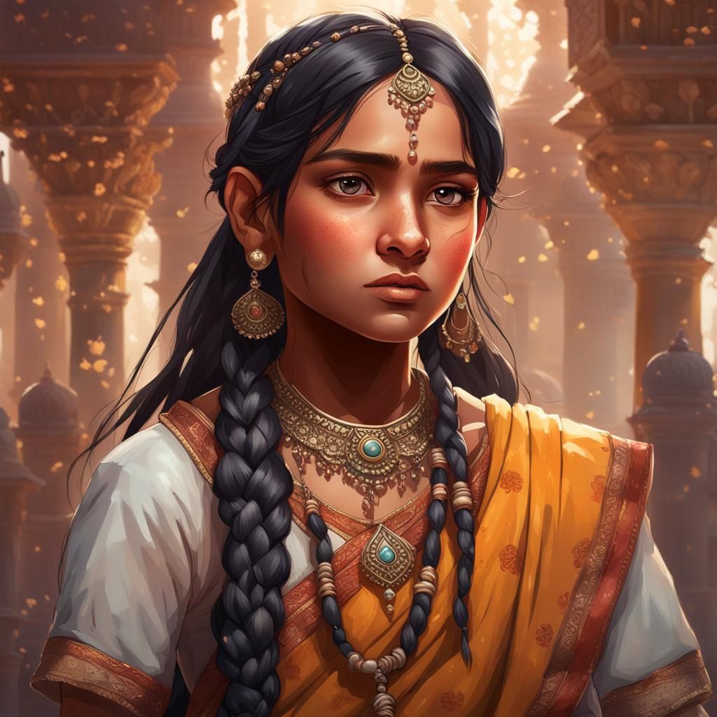 Intricate Portrait of Young Indian Girl