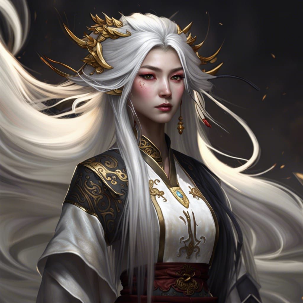Chinese Woman in Traditional Dress, Dark Fantasy Art