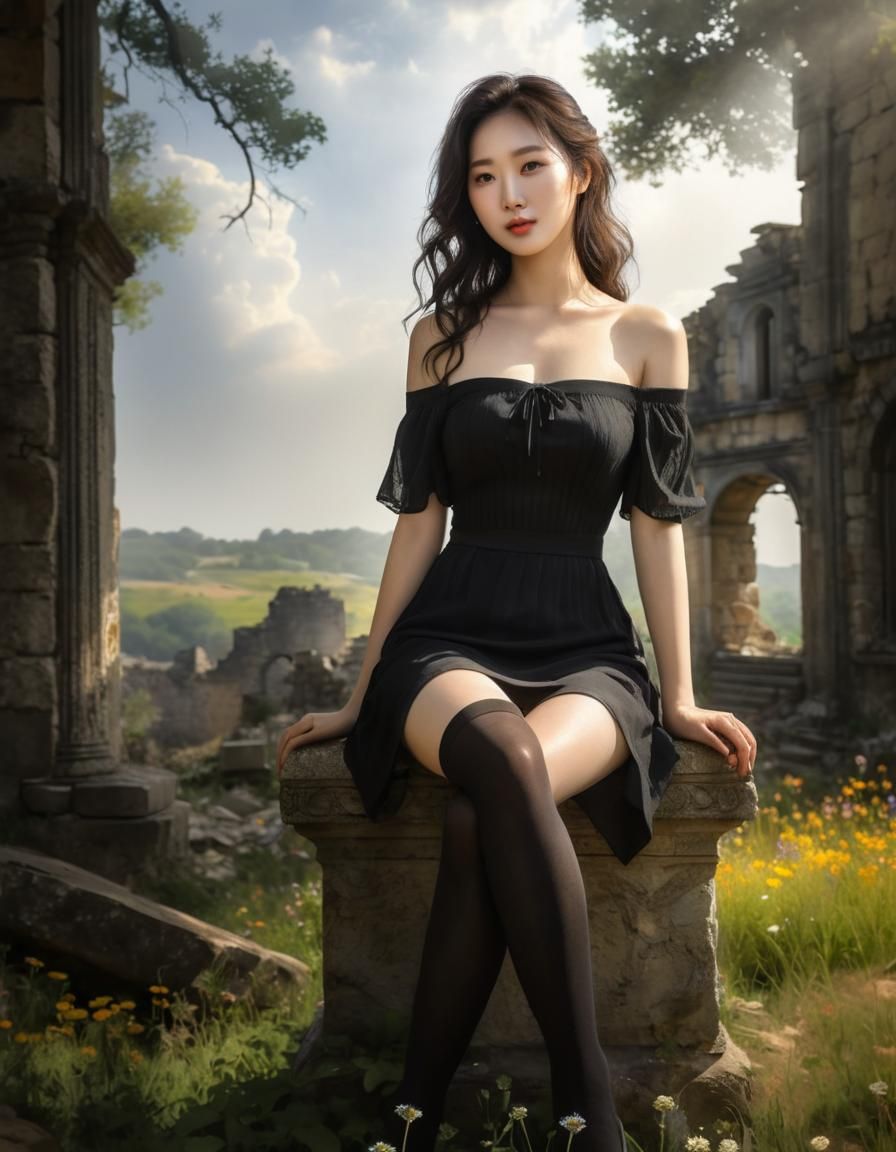 Korean Woman Portrait in Impressionistic Watercolor