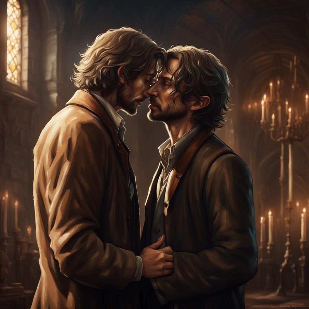 Sirius Black and Remus Lupin: Romantic Oil Painting