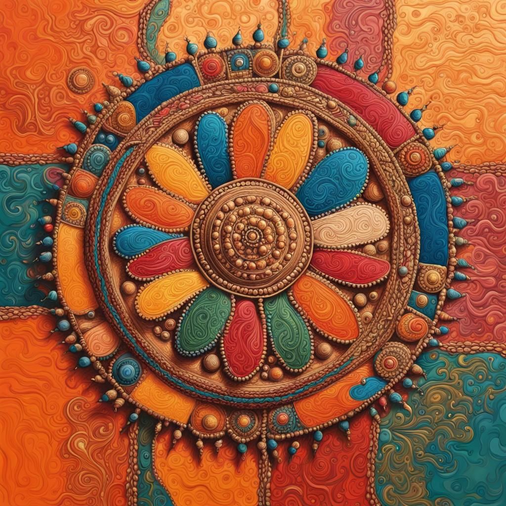 Abstract Art of Pushka India in Complementary Colors