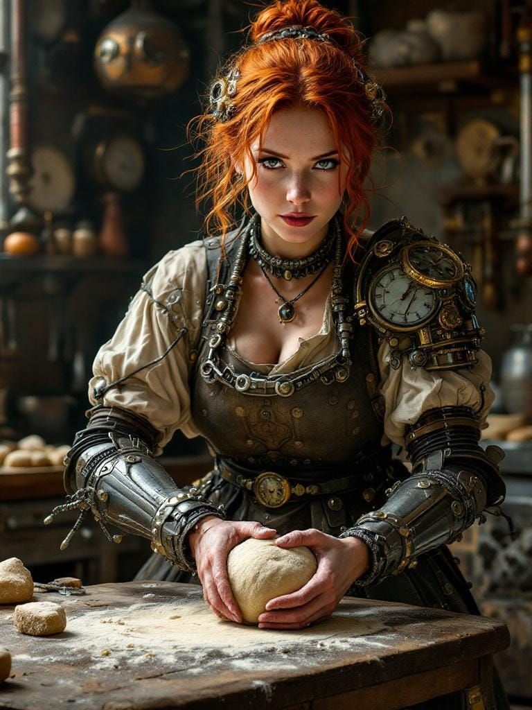 Steampunk Baker in Victorian Kitchen