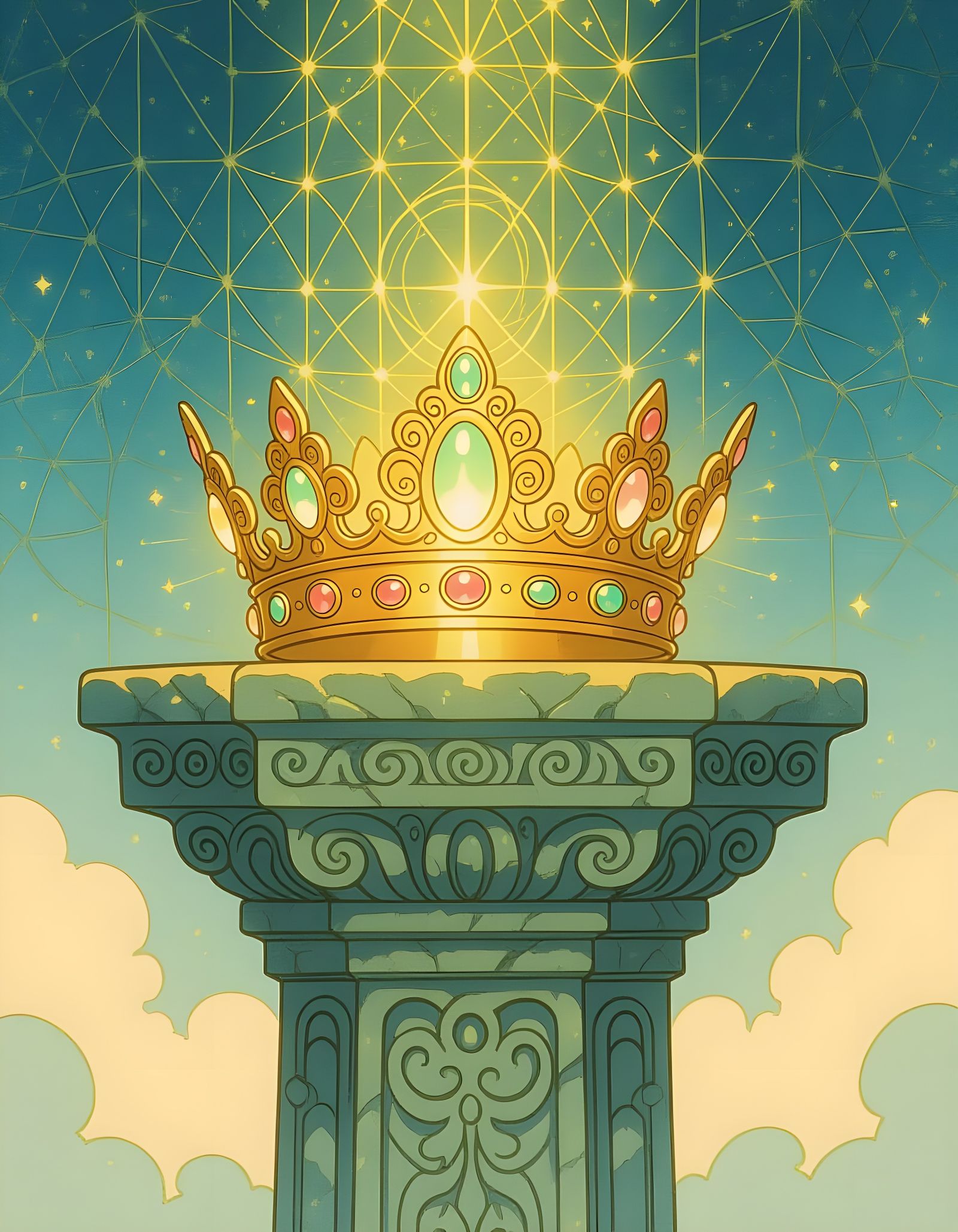 Mystical Crown in Vintage Anime Style