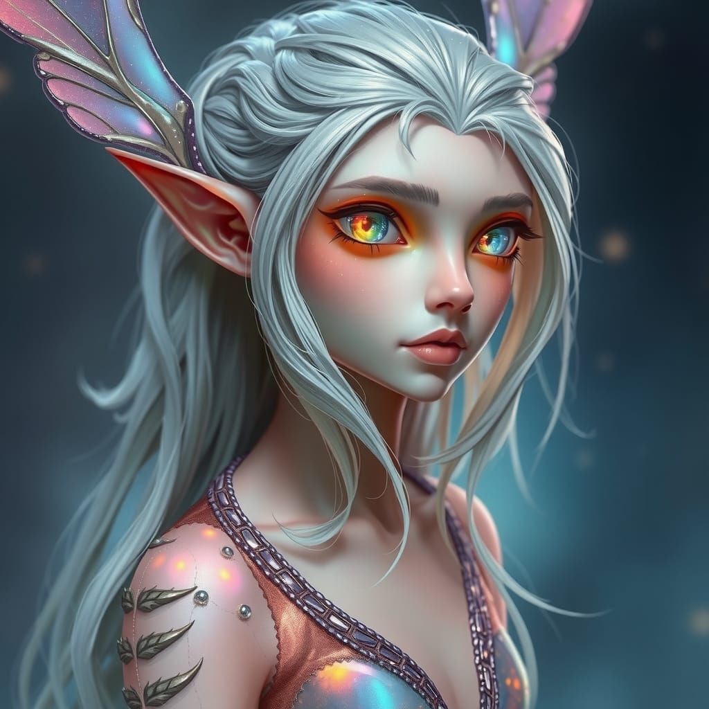 Slender Fae with Shifting Skin and Silver Hair