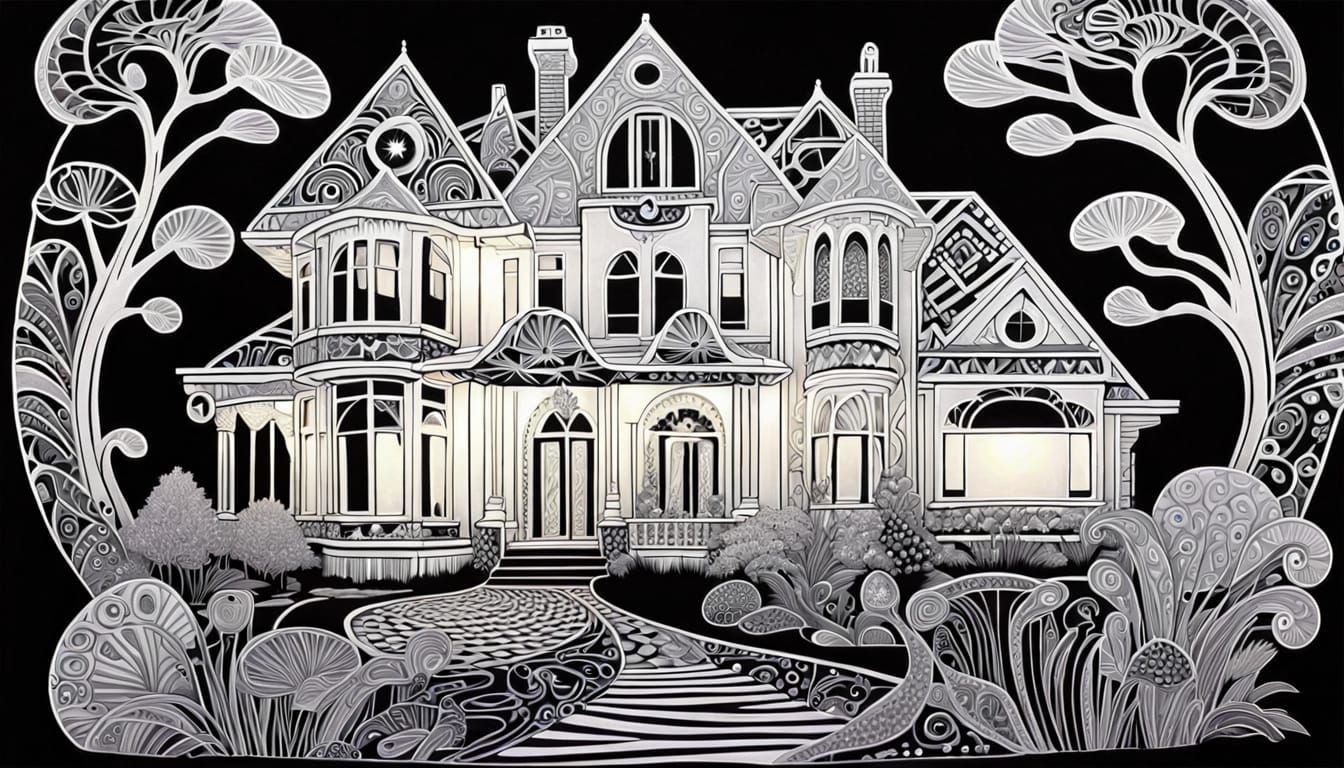 Ethereal Mansion in Art Nouveau Style