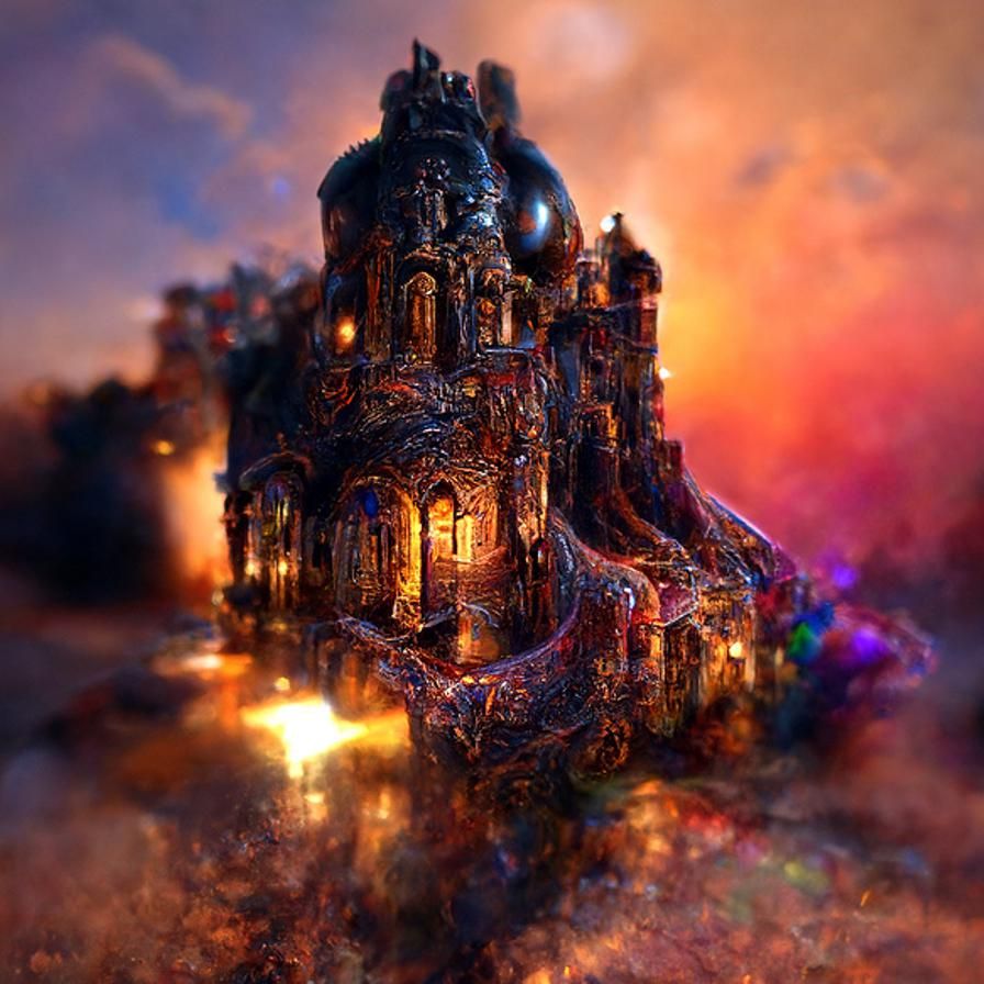 Ethereal Gothic Castle with Dramatic Lighting