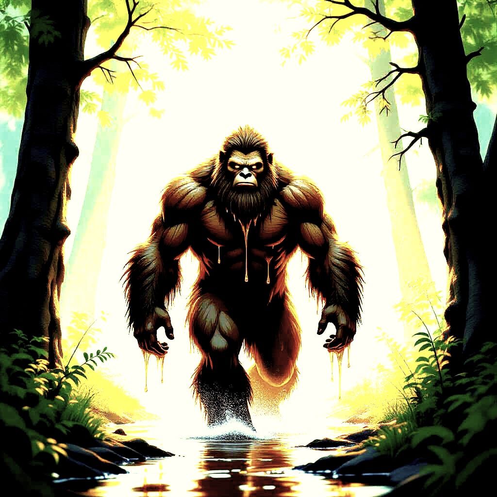 Maple Syrup Sasquatch Lumbering Through Forest