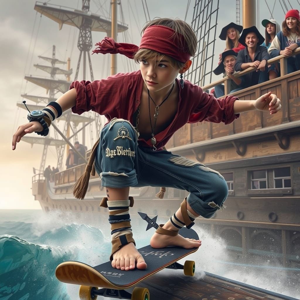 Vibrant Street Skater in Urban Landscape