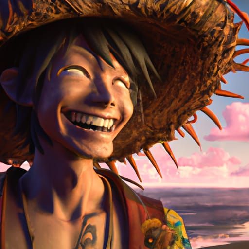 Luffy Smiling: Detailed Fantasy Concept Art