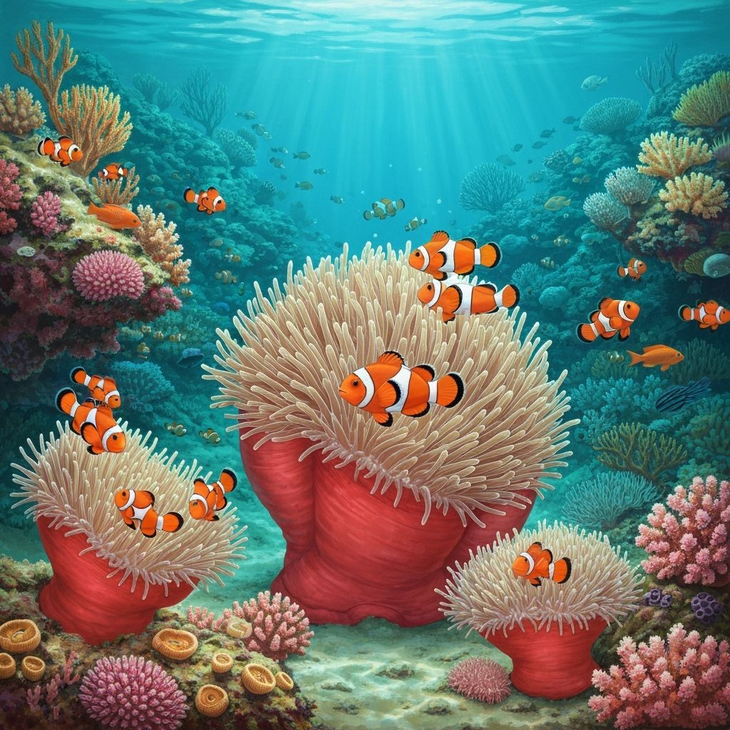 Coral Reef Clownfish Families in Haeckel Style