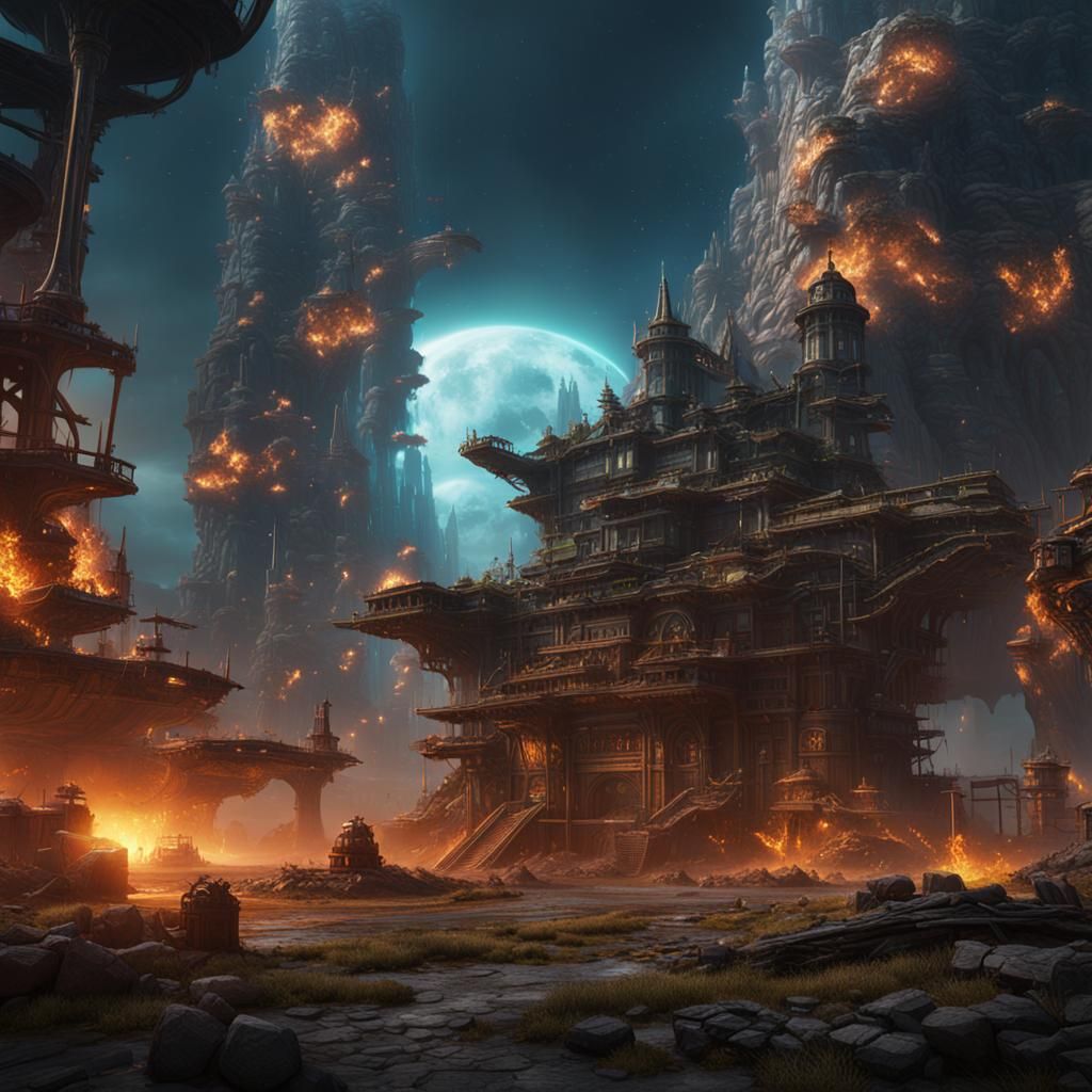 Detailed Matte Painting of a Nuclear Explosion