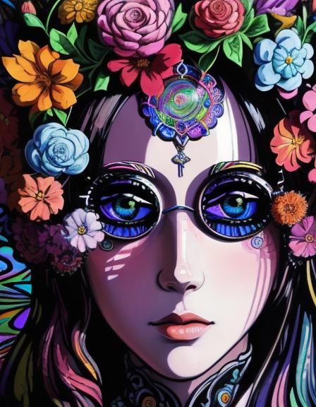 Groovy Anime Witch with Psychedelic 60s Style