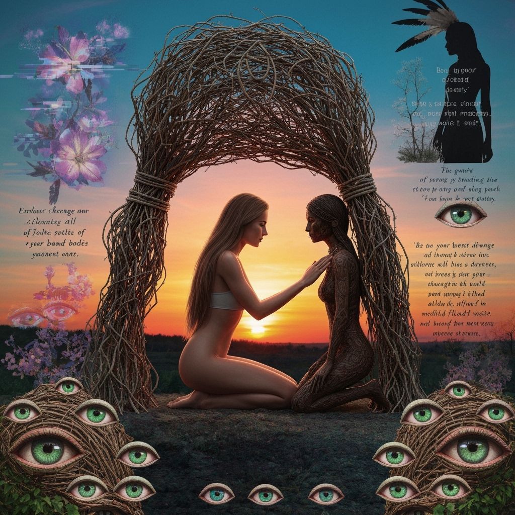 Futuristic Glitch Art with Veiled Woman and Abstract Element...