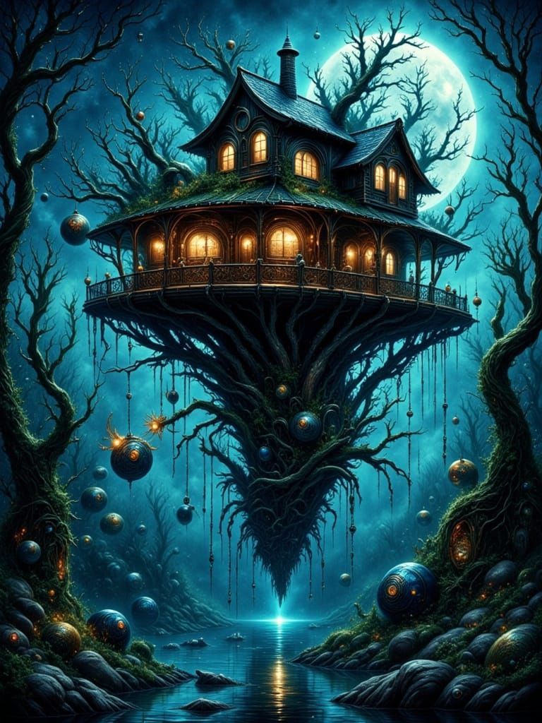 Mystical Underwater Treehouses in an Eerie Kelp Forest