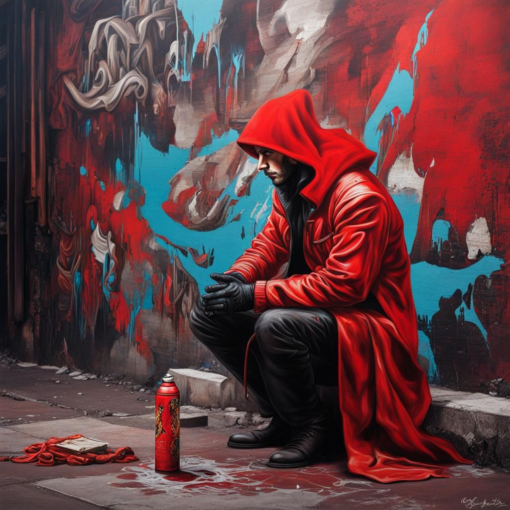 Strelec Kneeling Before Tsarina as Graffiti Art