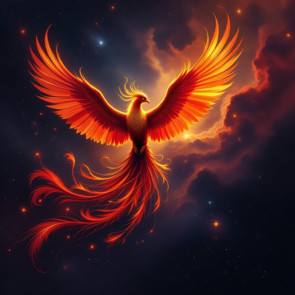 Majestic Phoenix Soars Through Cosmic Nebula