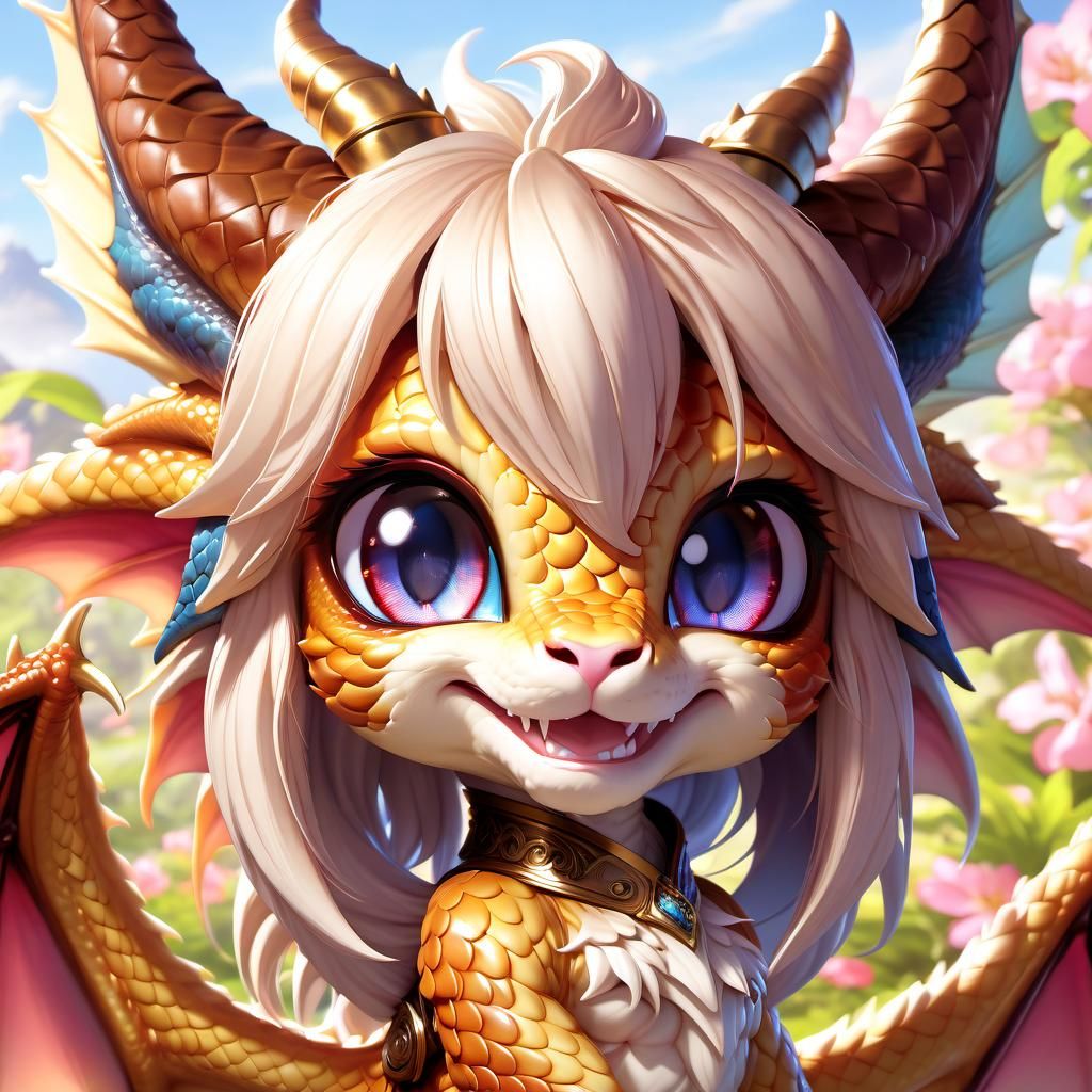 Adorable Chibi Dragon Portrait in Anime Style