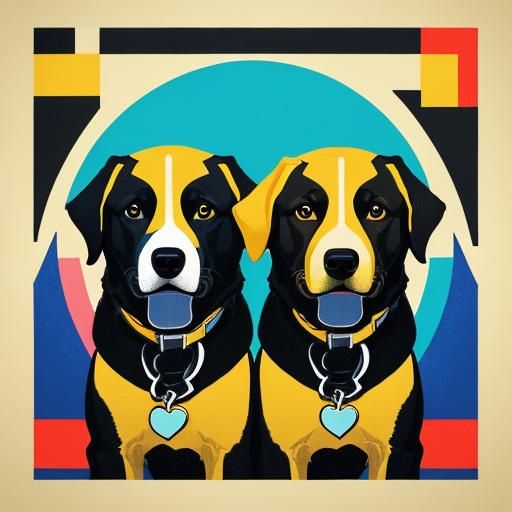 Pop Art Dogs in Geometric Bauhaus Style