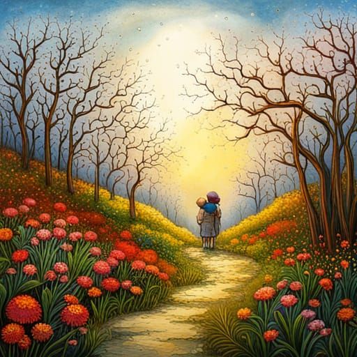 Lush Wildflower Garden: Detailed Sketch Art