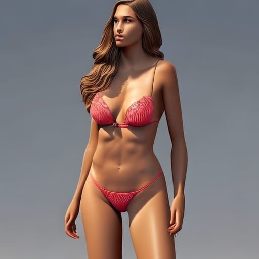 Sunburnt Surfer Girl in Transparent Swimsuit