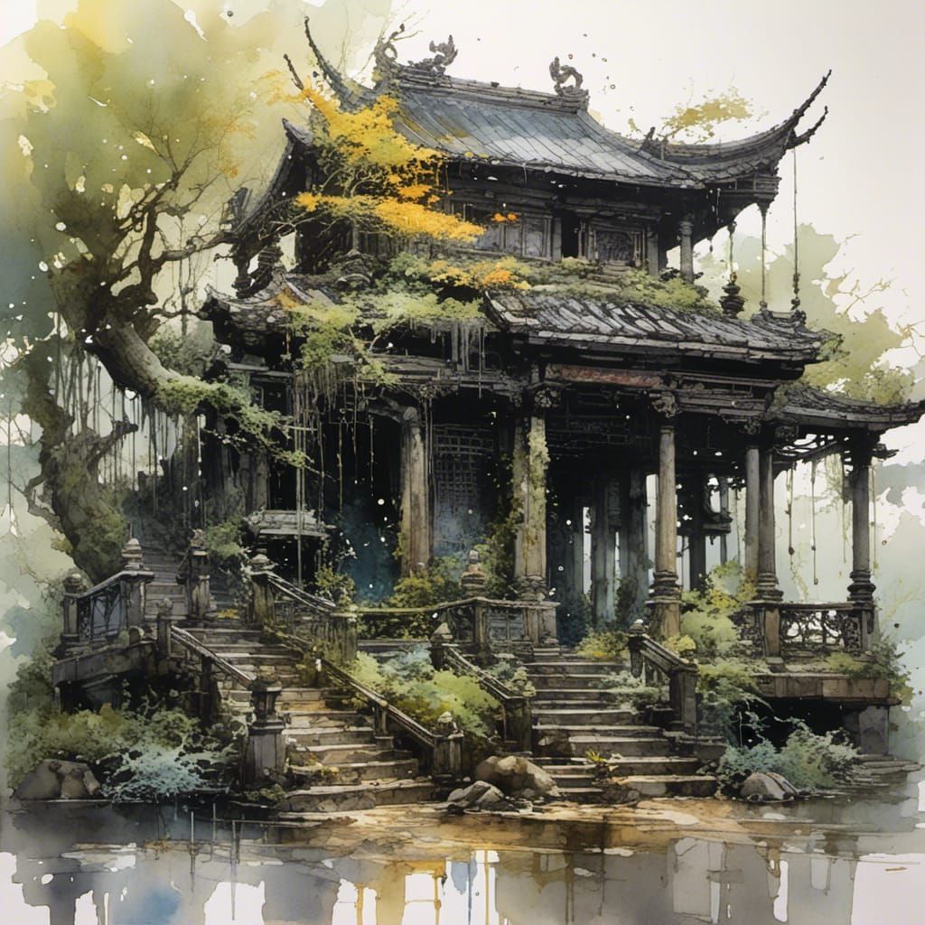 Asian Android Portrait in Chiaroscuro Style