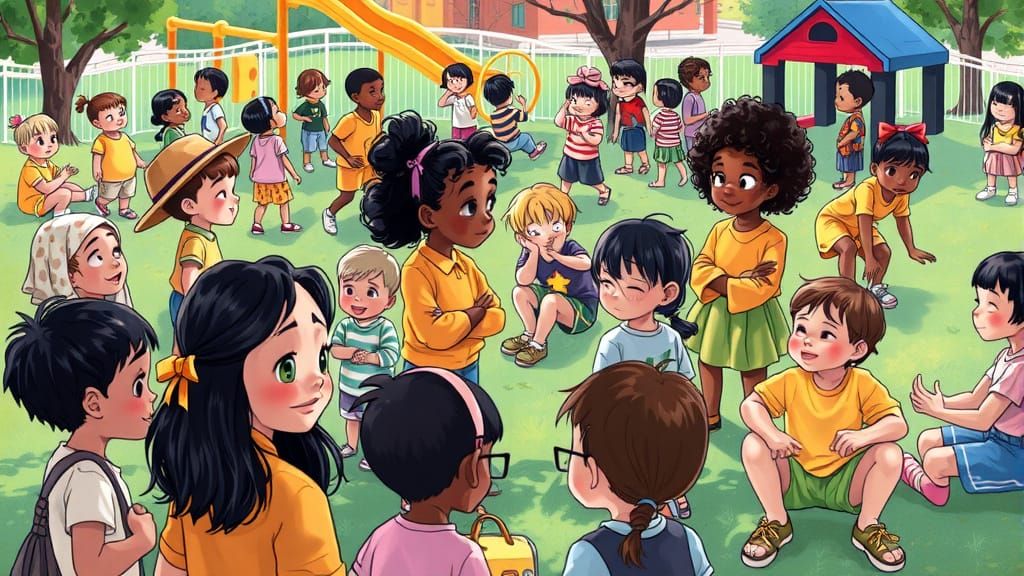 Children's Personalities in Vibrant Playground Scene