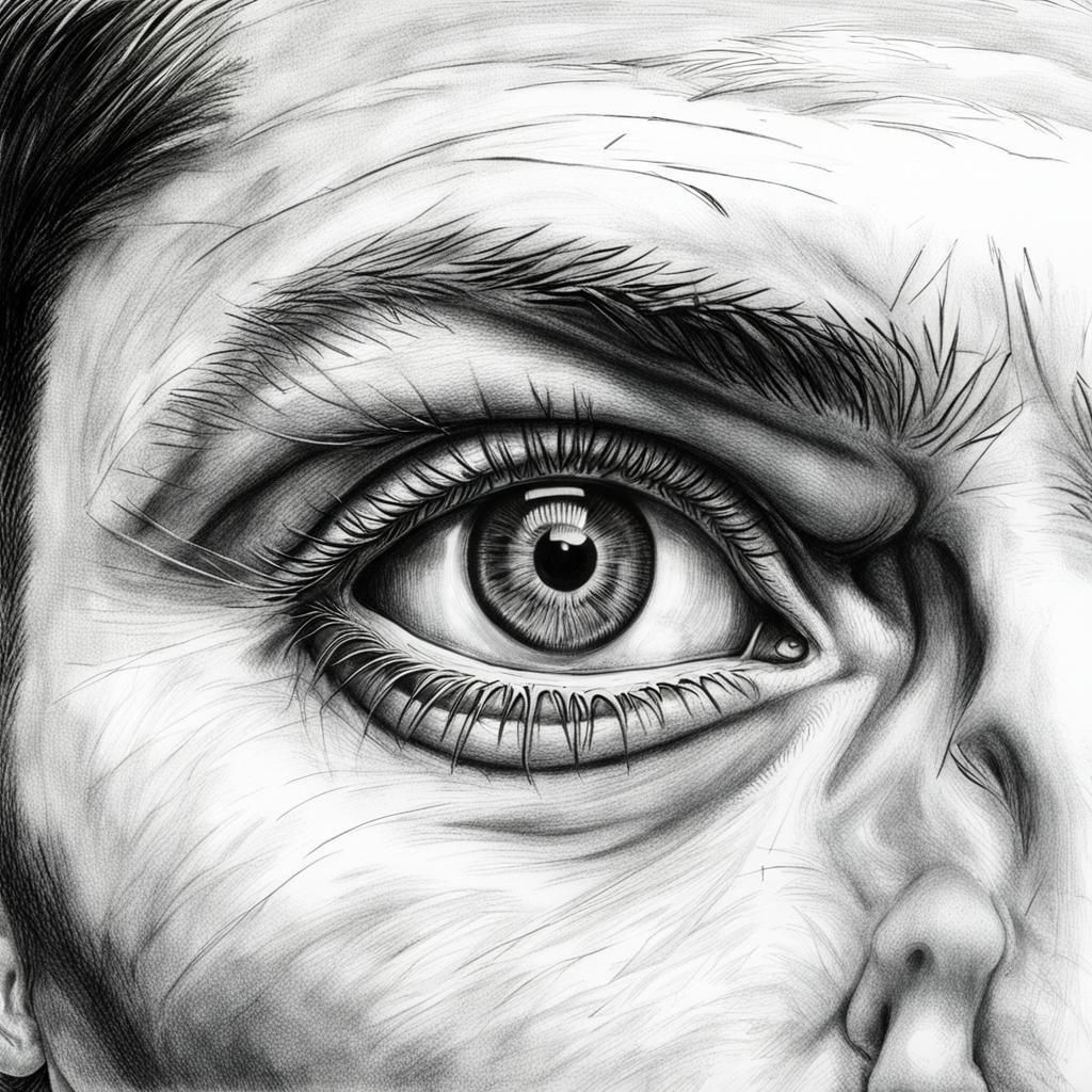 Young Man's Curiosity: A Detailed Charcoal Drawing