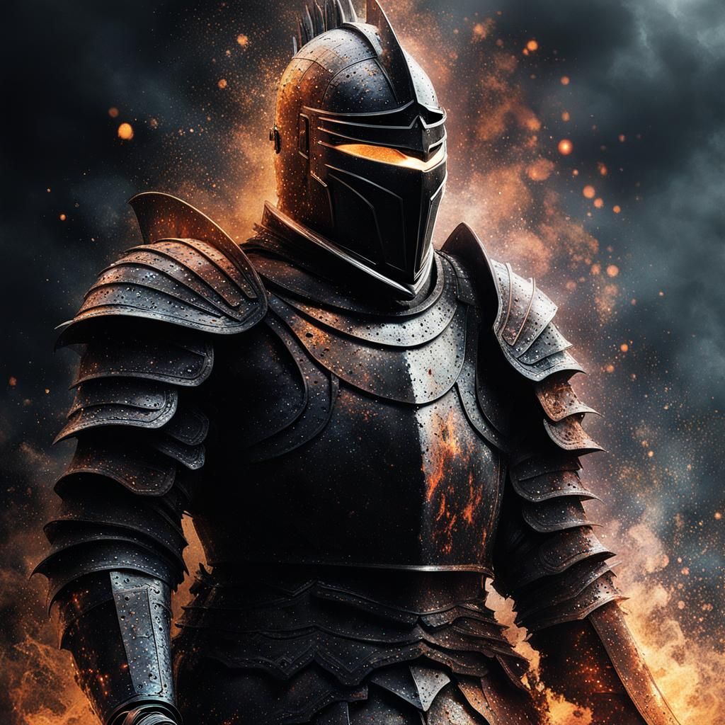 Cinder Knight in Holographic Armor: Cinematic Concept Art
