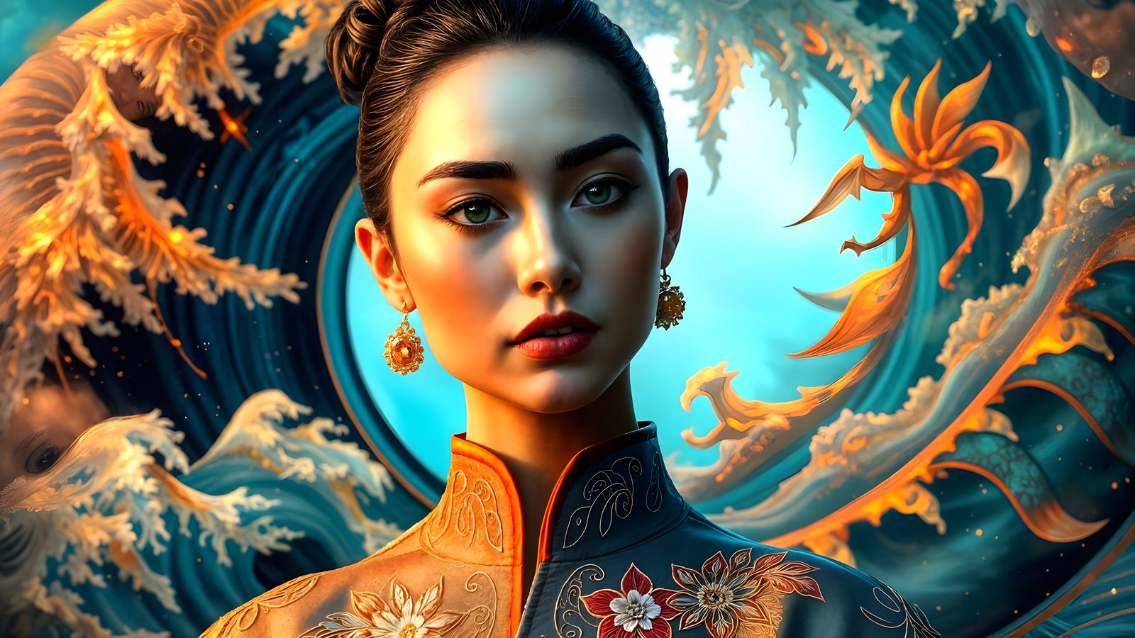 Glowing Portrait of a Radiant Model in a Vibrant, Ethereal E...