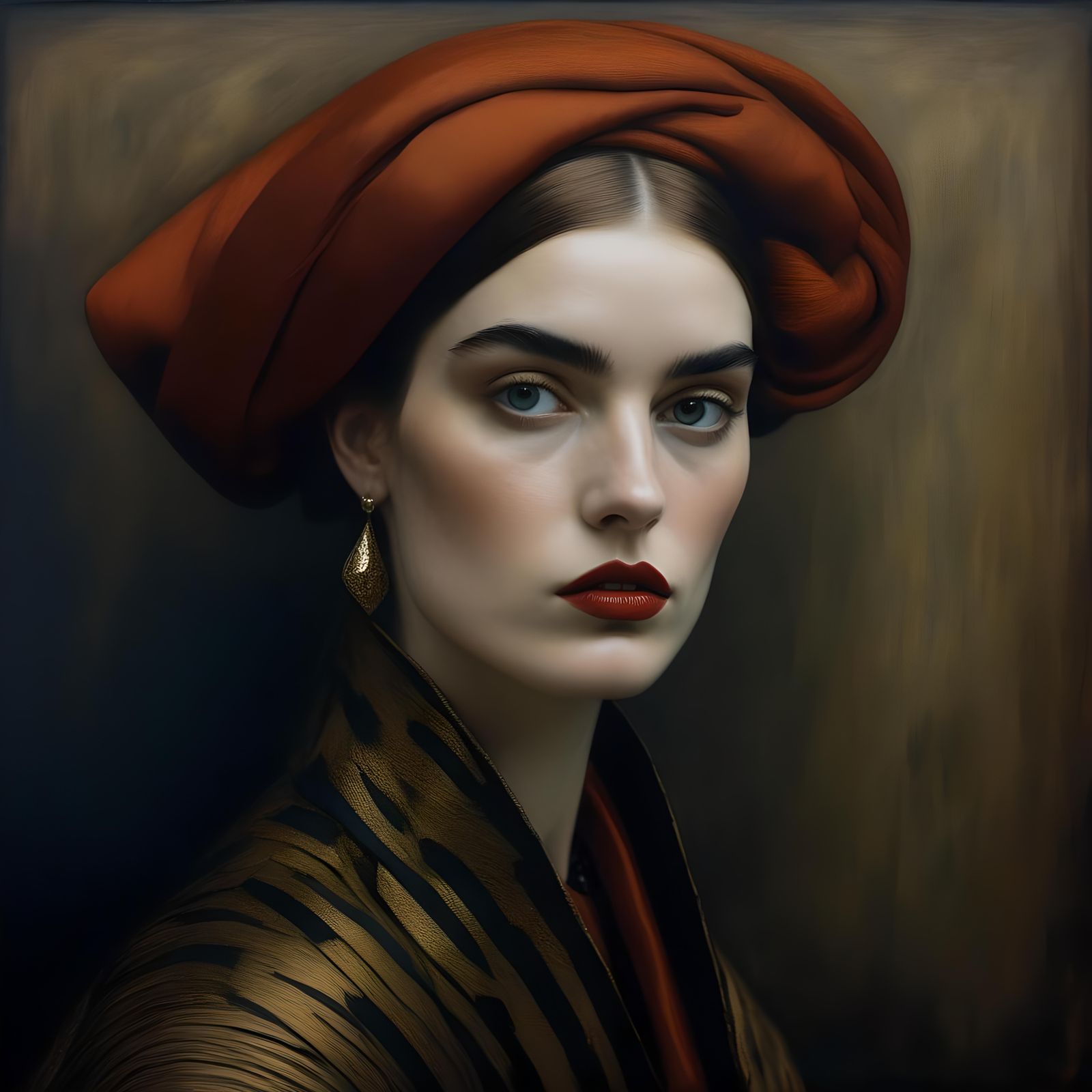 Realistic Portrait of Woman in Turban