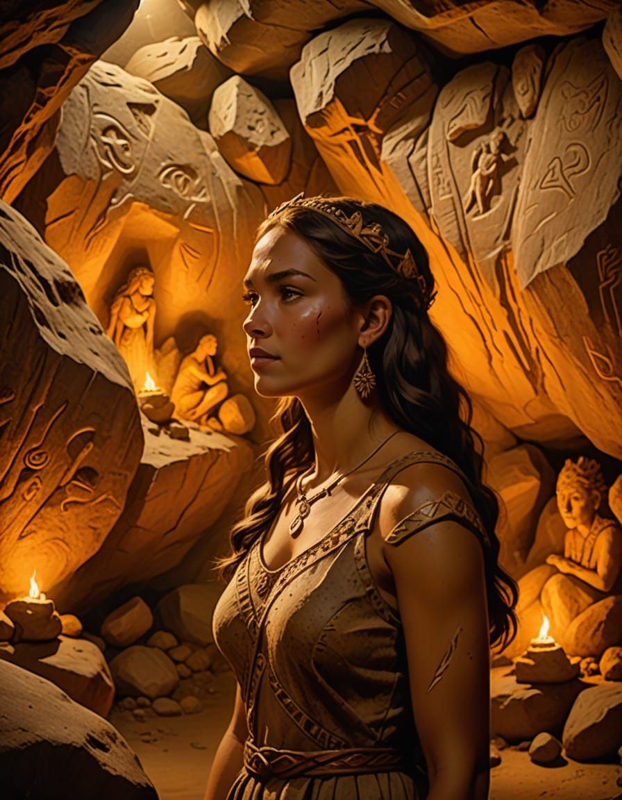 Ancient Princess in Prehistoric Cave