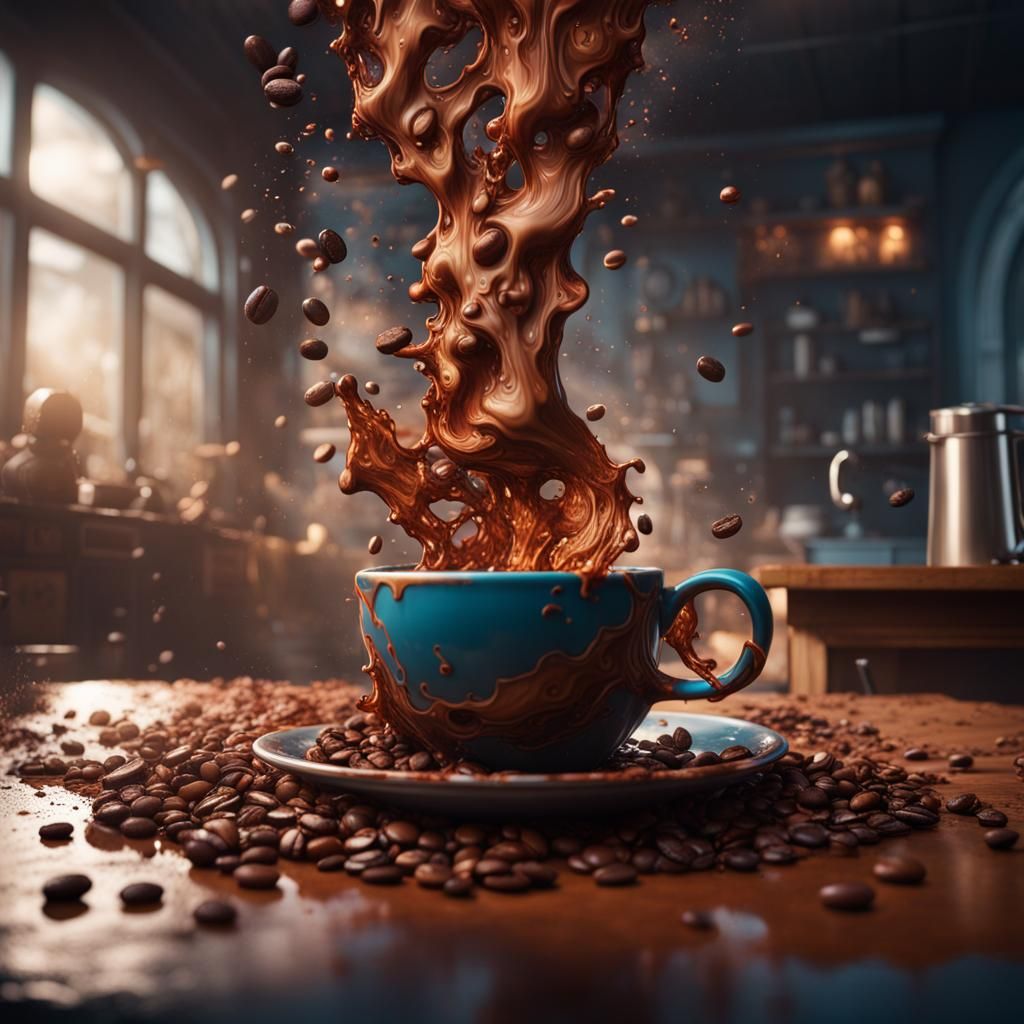 Detailed Coffee Spill Fantasy Concept Art