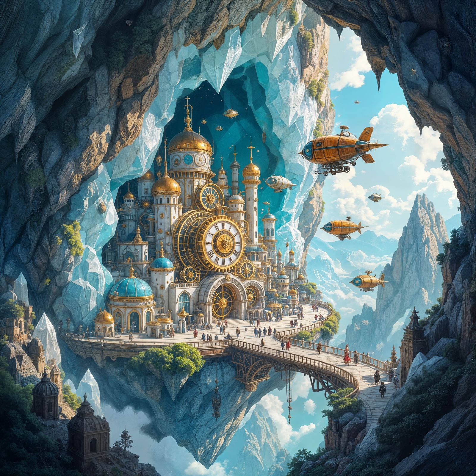 Whimsical Clockwork City Inside Geode
