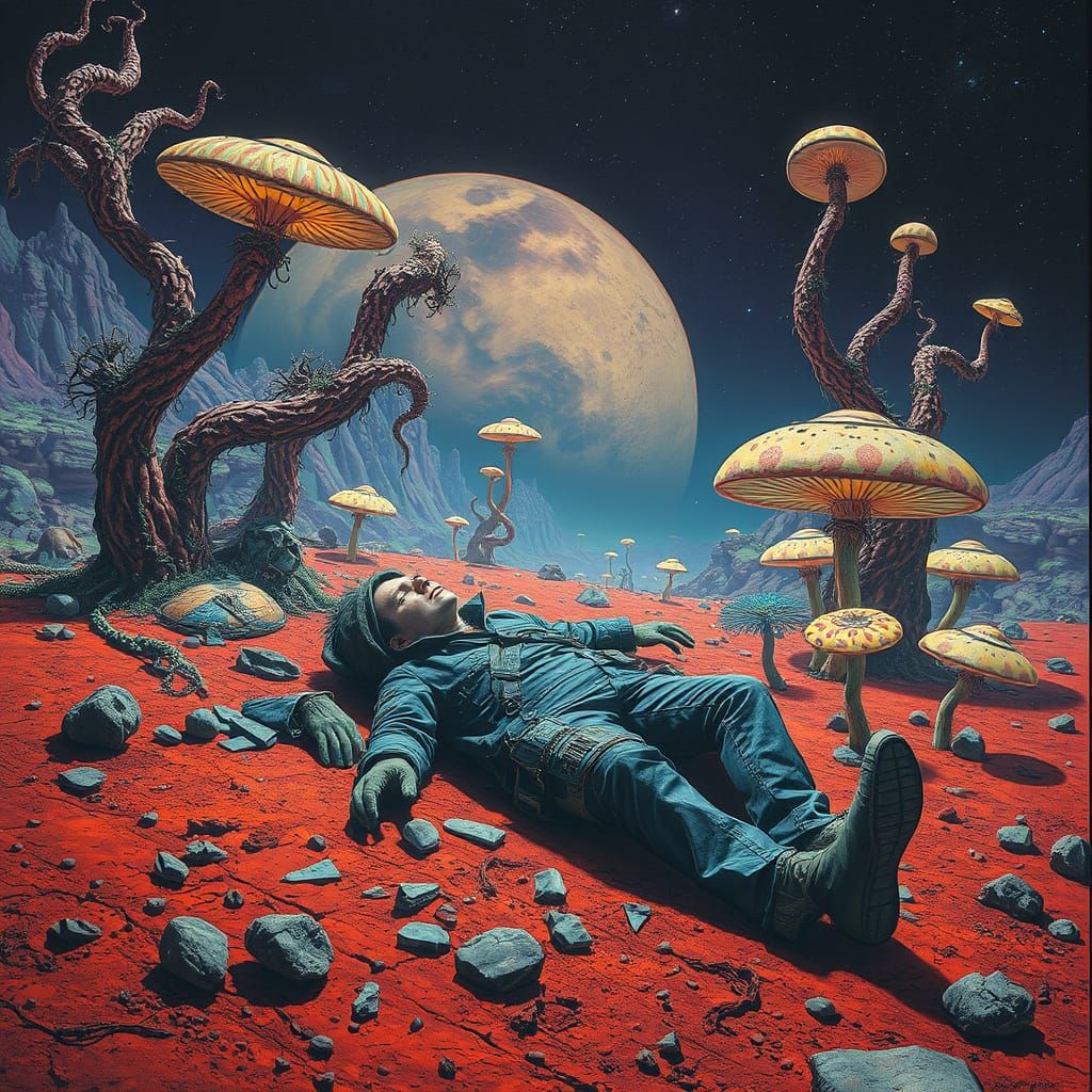 Ethereal Landscape of a Shattered Trader on a Distant Alien ...