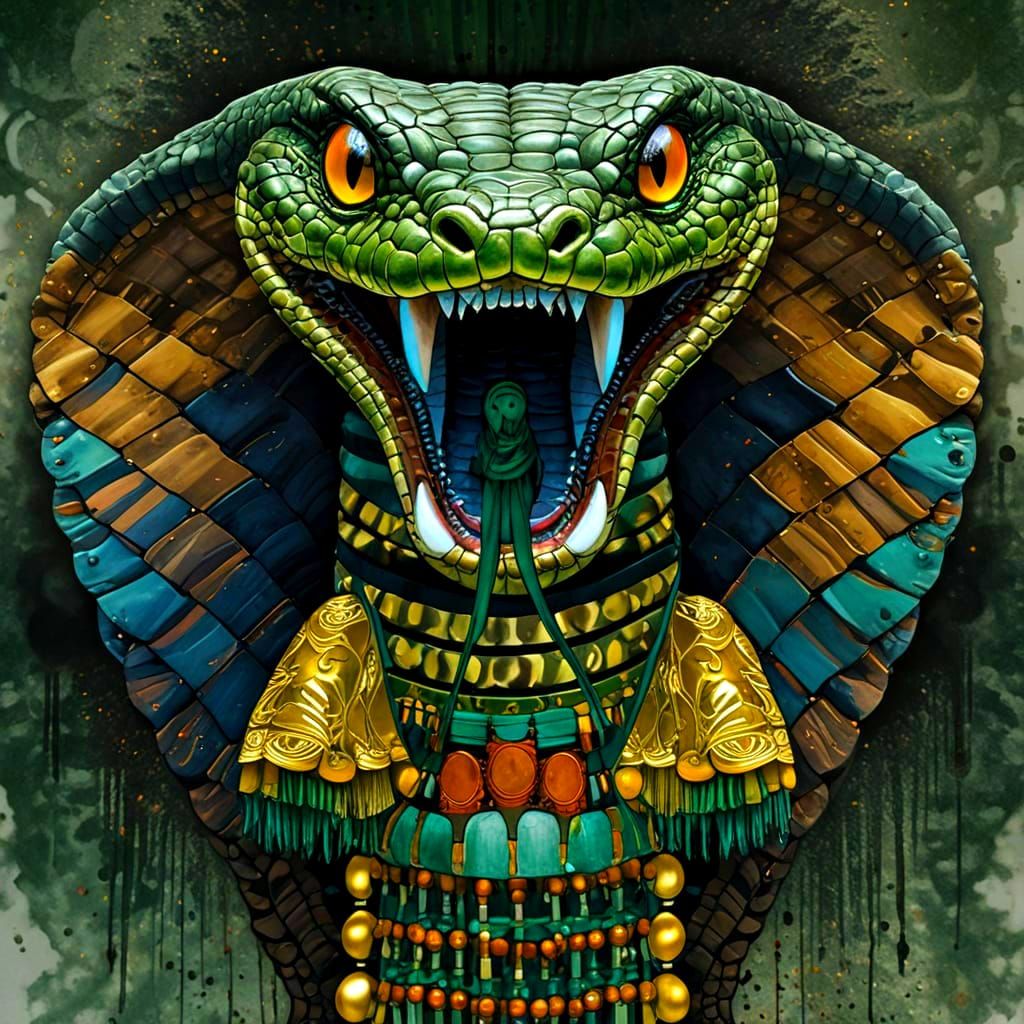 Elegant King Cobra in Vibrant Fantasy Landscapes