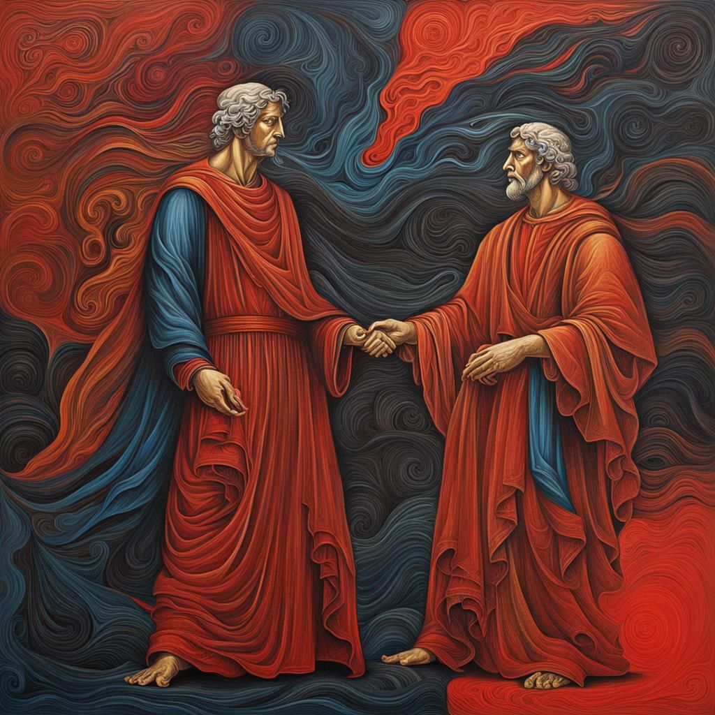 Dante and Virgil: Abstract Art in Complementary Colors
