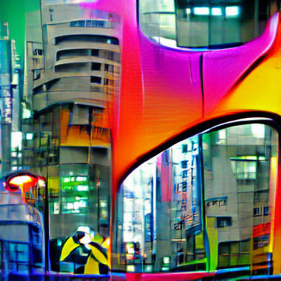 Abstract Colorful Futuristic Tokyo Art