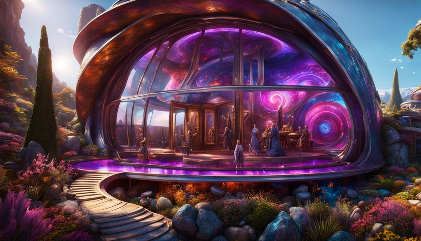Futuristic Middle-Earth Snail House in Psychedelic Art