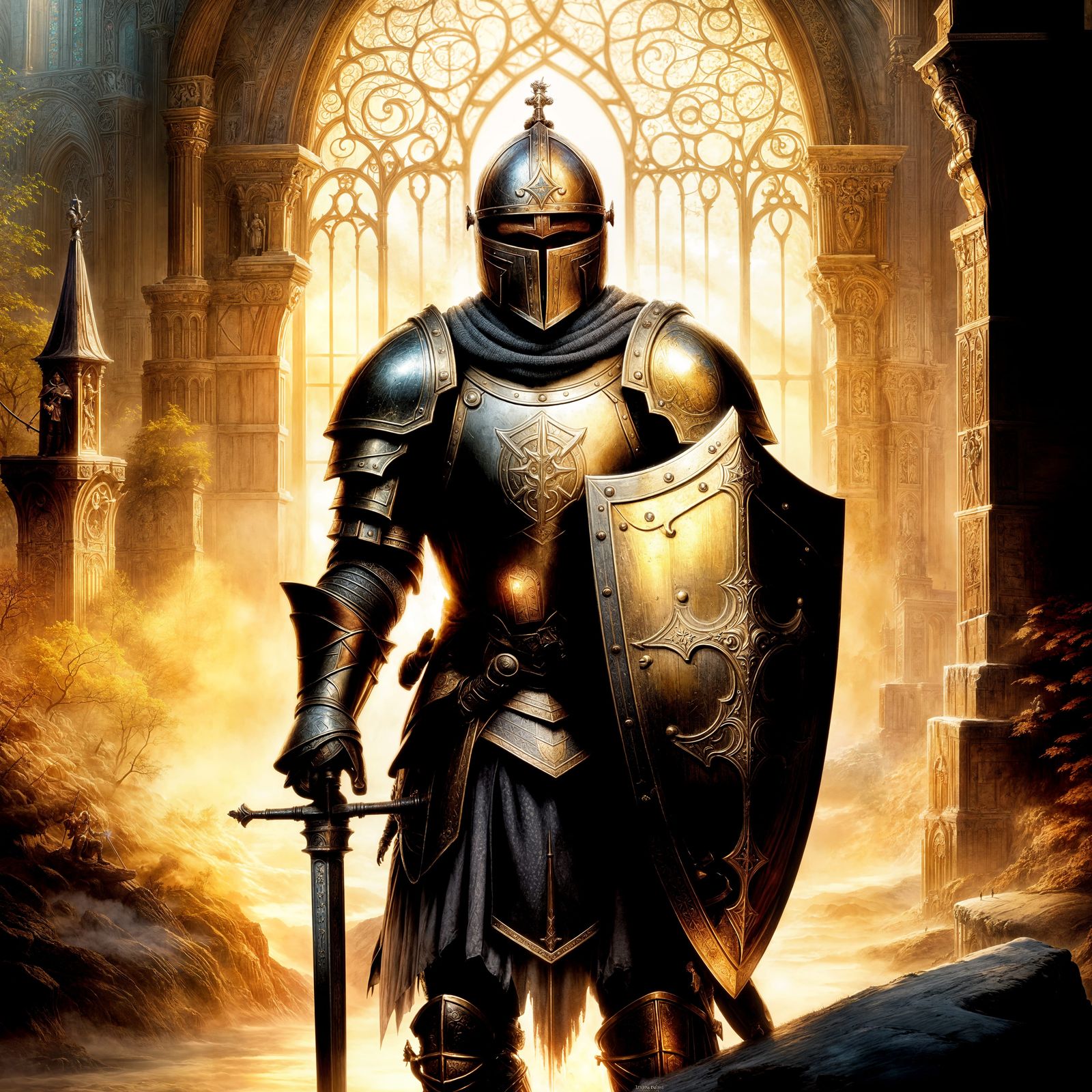 Templar Knight in Golden Light