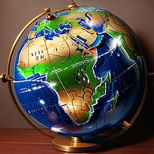 Sad Cherry Earth Globe in Vintage Style